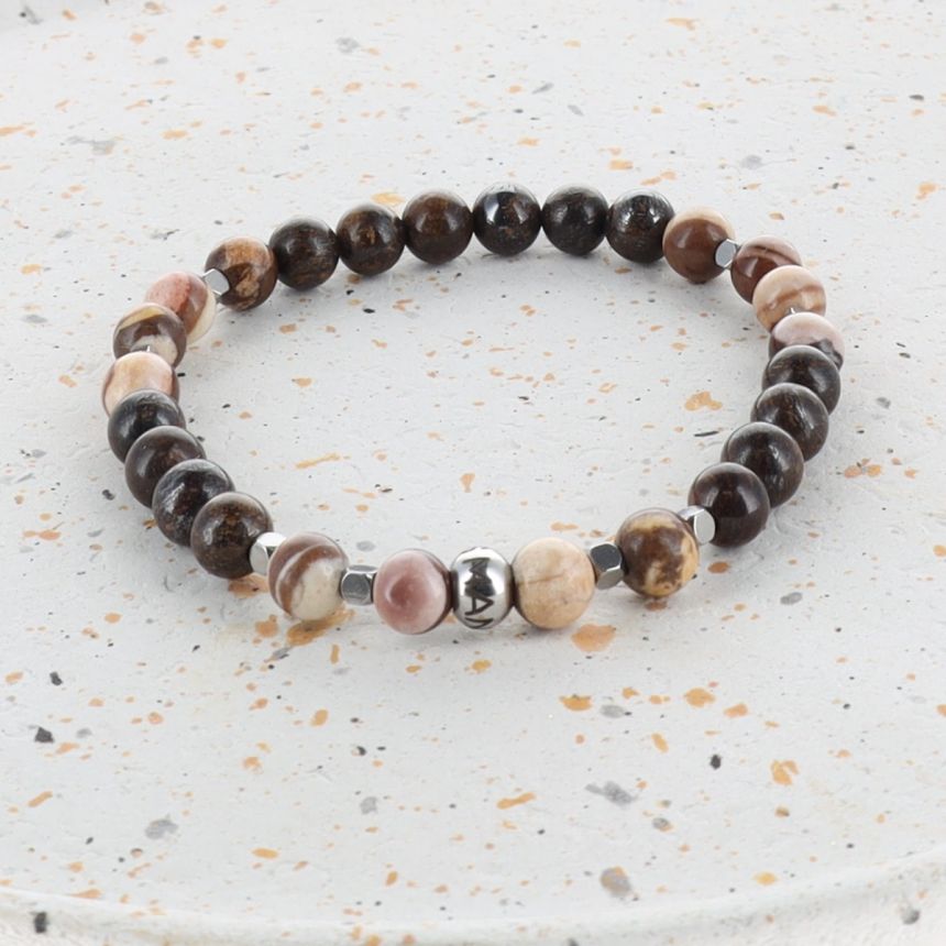 Bracelet Moka - Bronzite, Jaspe Cappuccino