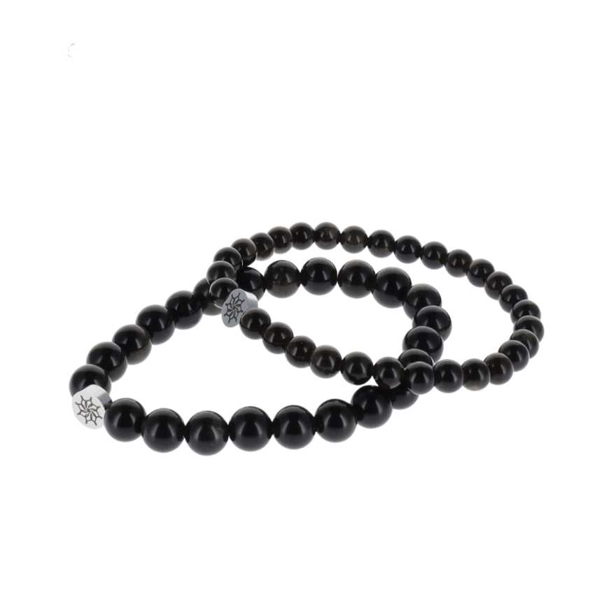 Bracelet Obsidienne Dorée