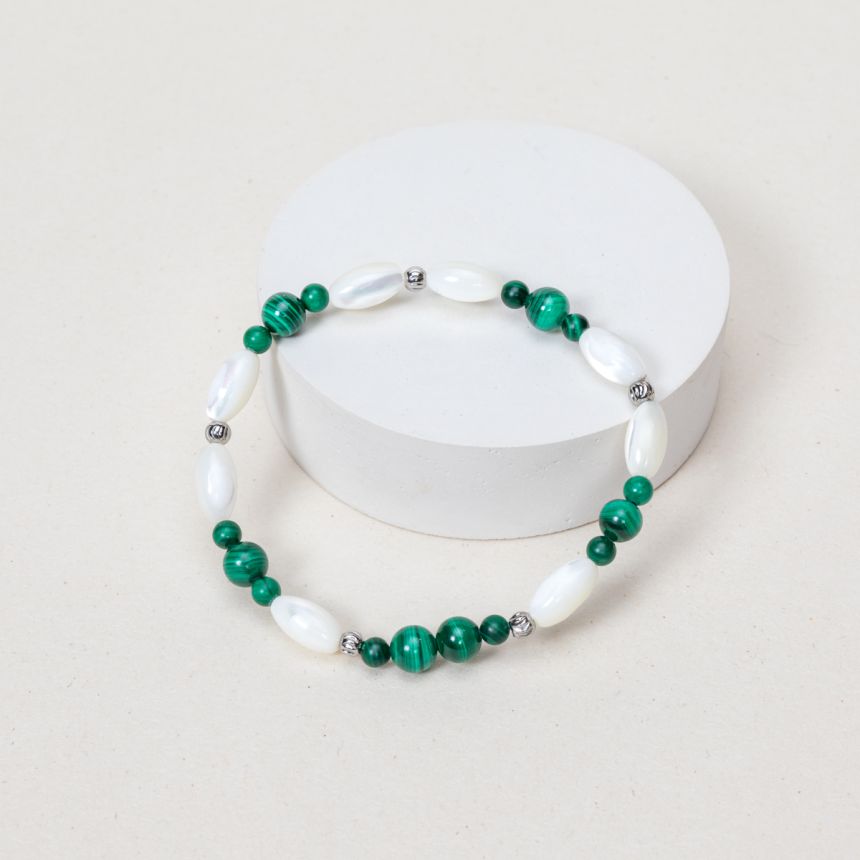 Bracelet Miranda - Nacre, Malachite