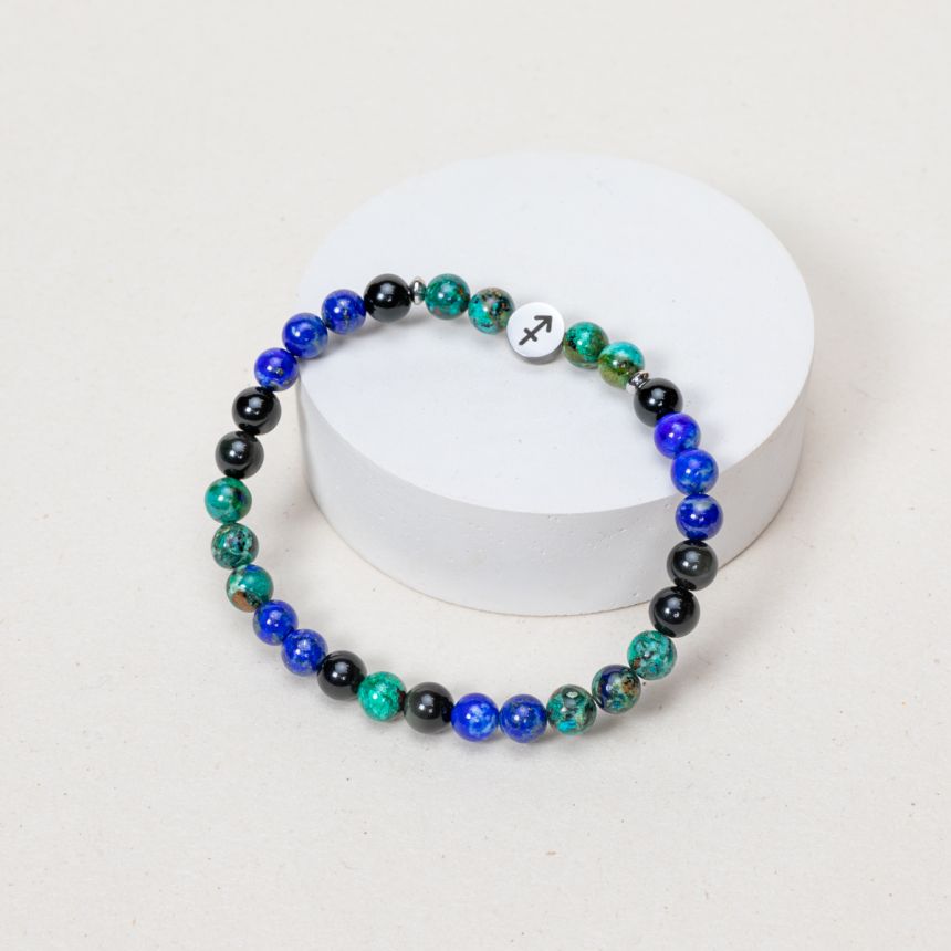 Bracelet Sagittaire - Azurite, Lapis Lazuli, Obsidienne Dorée