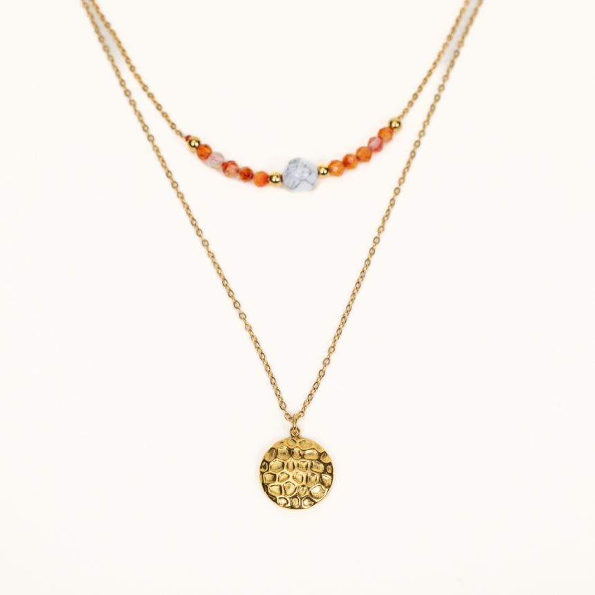 Pendentif Tiwaz - Cornaline, Howlite